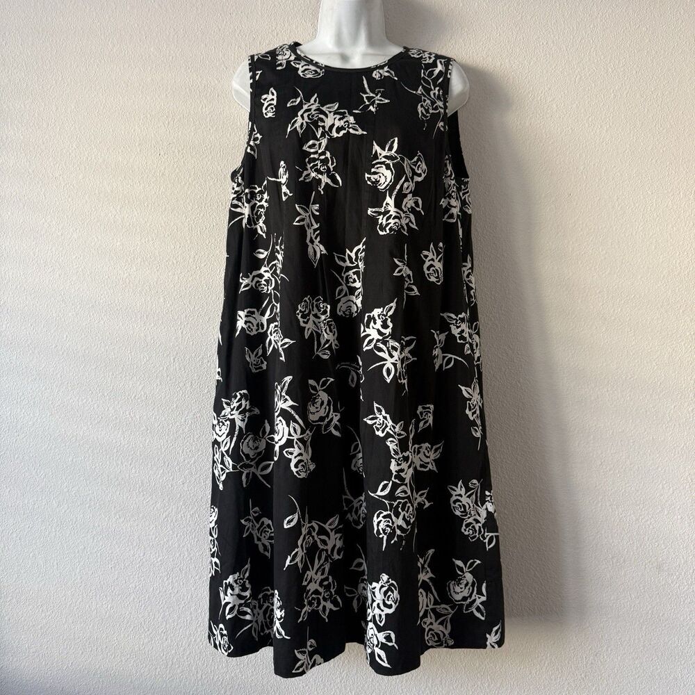 MARELLA SPORT Coastal Dress Size 10 Black & White Floral Shift Sleeveless Resort